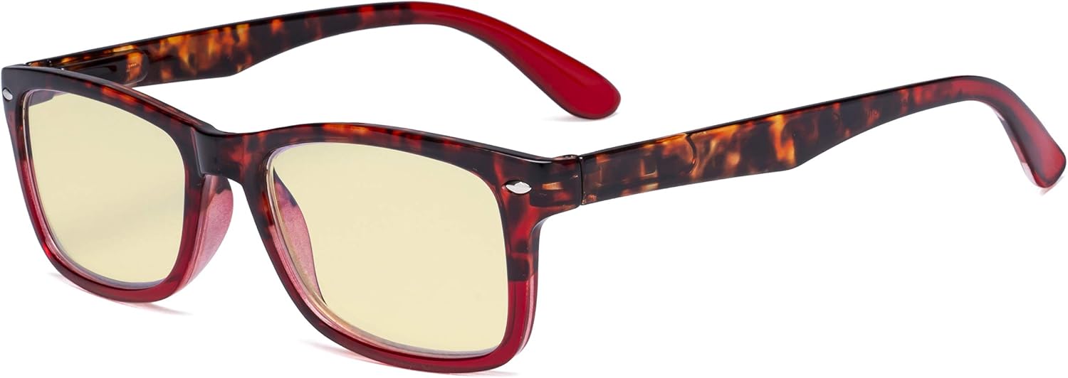 Eyekepper Stylish Blue Light Blocking Glasses with Yellow Filter Lens - Classic Computer Readers Women - Tortoise/Red