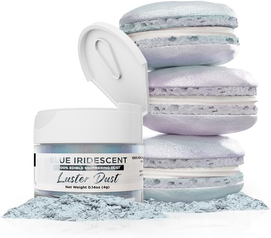 Luster Dust - Blue Iridescent (4g 1x Jar) | Edible Vegan Dust & Paint for Cake Decorating, Ice Cream, Desserts, Cocktails and Beverages by Bakell