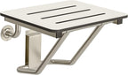 18" x 16" ADA Compliant Phenolic White Folding Shower Seat Bench, Wall Mount Foldable Bathroom Shower Chair with Stainless Steel Support, 400 lbs Capacity