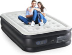 Queen Size Air Mattress with Built in Pump, Inflatable Blow Up Mattress 16" Raised for Home, Camping & Guest, Portable Air Bed 660 lbs Weight Capacity, Double Height & Non-Slip Bottom