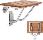Folding Shower Seat & Chair Wall Mounted for Adults, Fold Down Shower Bench & Stool for Inside Shower, for Small Spaces, Foldable (Teak, Extra Large)