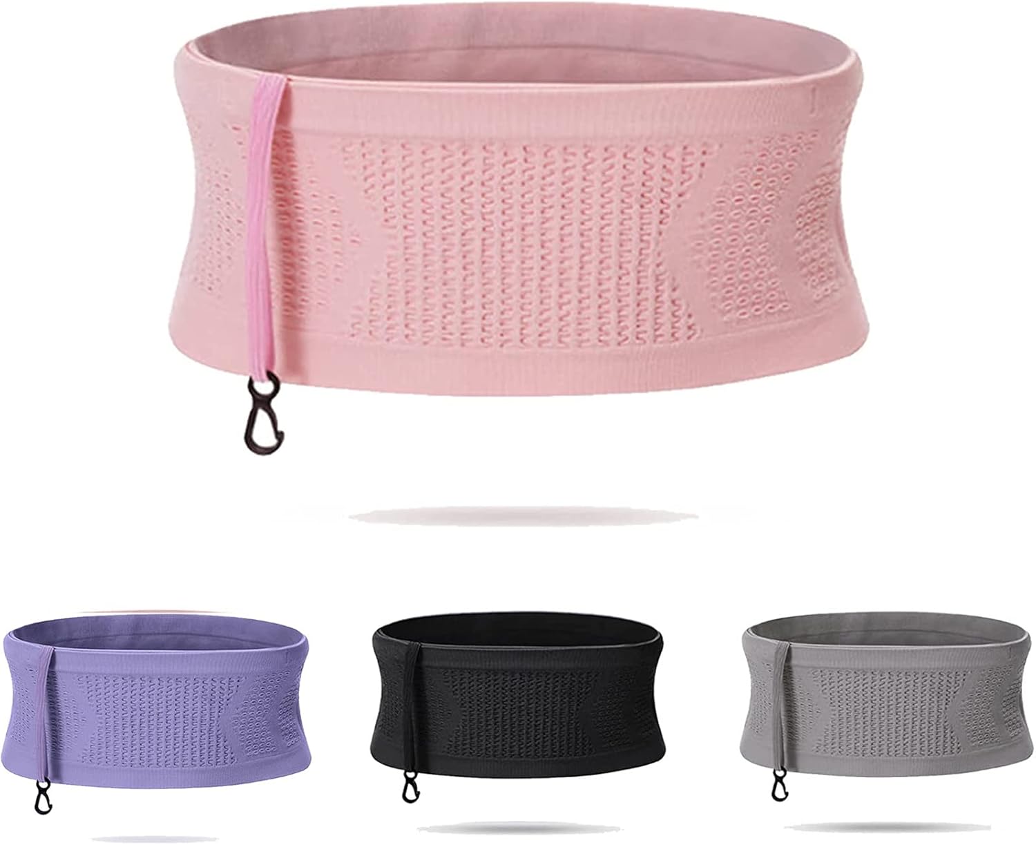 Multifunctional Knit Breathable Concealed Waist Bag - Adjustable Running Belt, Universal Running Waist Pack with Large Capacity, Running Waist Packs for Women Men Outdoor Activities (Pink, L)