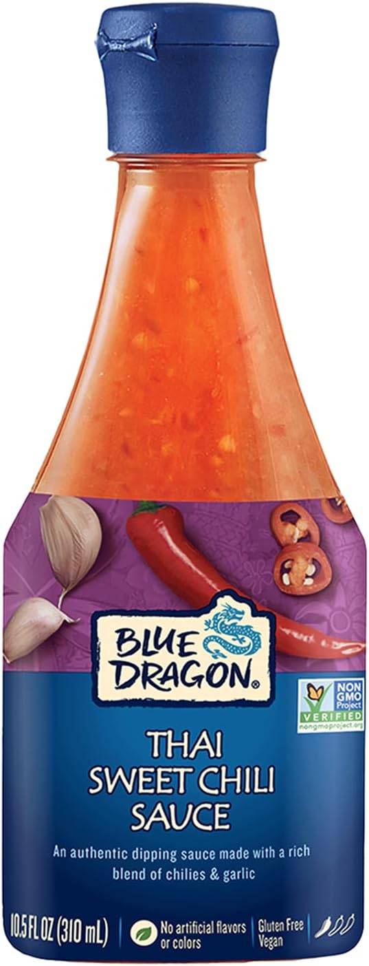 Blue Dragon Thai Sweet Chili Sauce - 10.5oz (Pack of 1) - No Artificial Flavors Or Colors - Made with Red Chilies & Garlic - Vegan, Non-GMO Verified, Gluten Free - Dipping Sauce