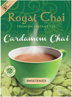 Royal Chai | Cardamom Chai Sweetened | 10 Count Single Box | All Natural, No Preservatives | Premium Instant Tea | Made in the UK