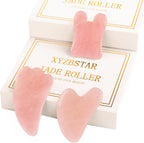 Gua Sha Facial Tools Set of 3 Guasha Massage Tool Rose Quartz Gua Sha Scraping Tool for Face,Neck, Eyes and Body,Jade Stone Guasha Board Pack of 3 (Pink)