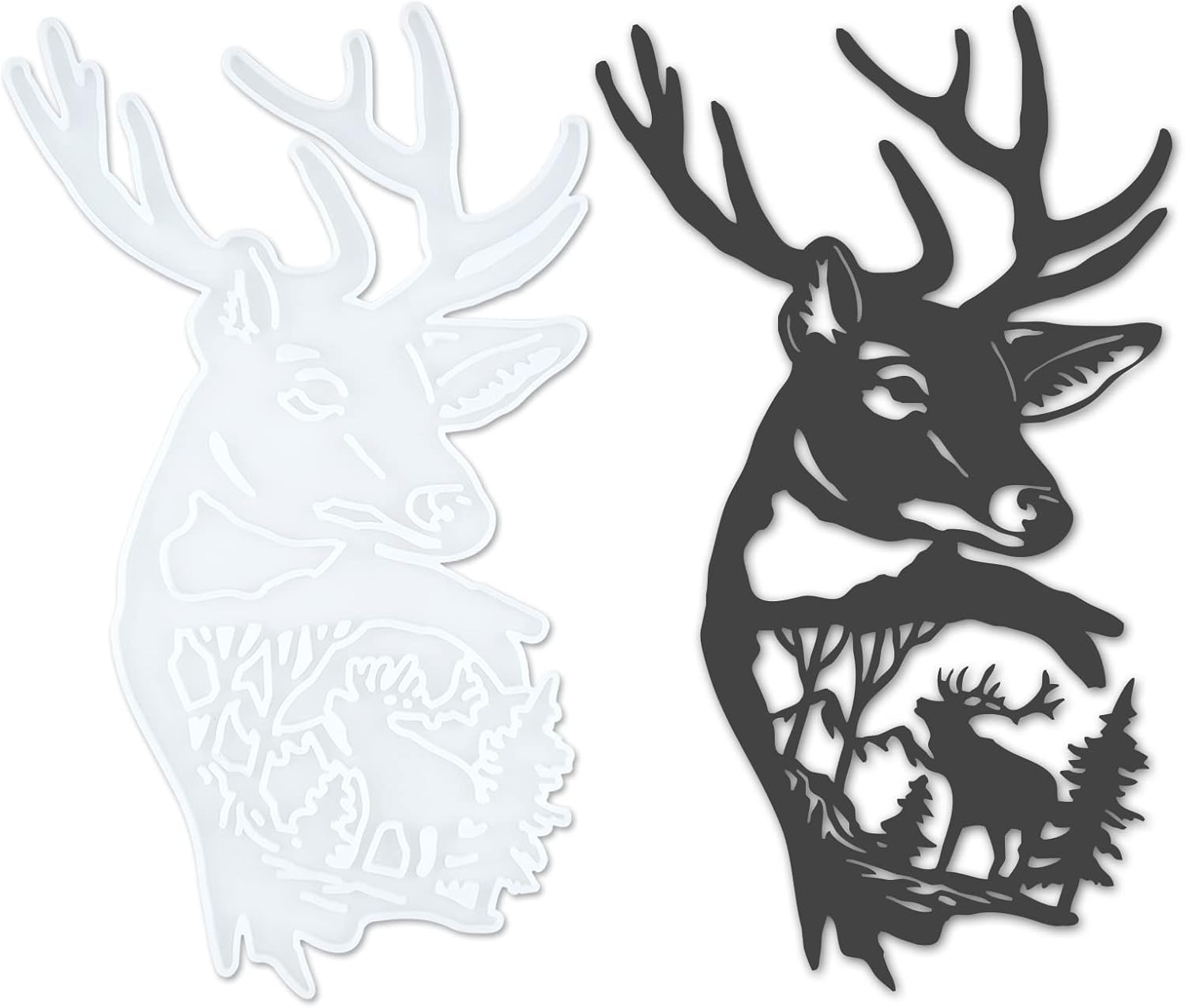 Deer Wall Decor Resin Silicone Mold, Deer Antlers Head Epoxy Casting Mold for Wall Hanging Mount Decor, DIY Door Wall Art Home Party Unique Decoration