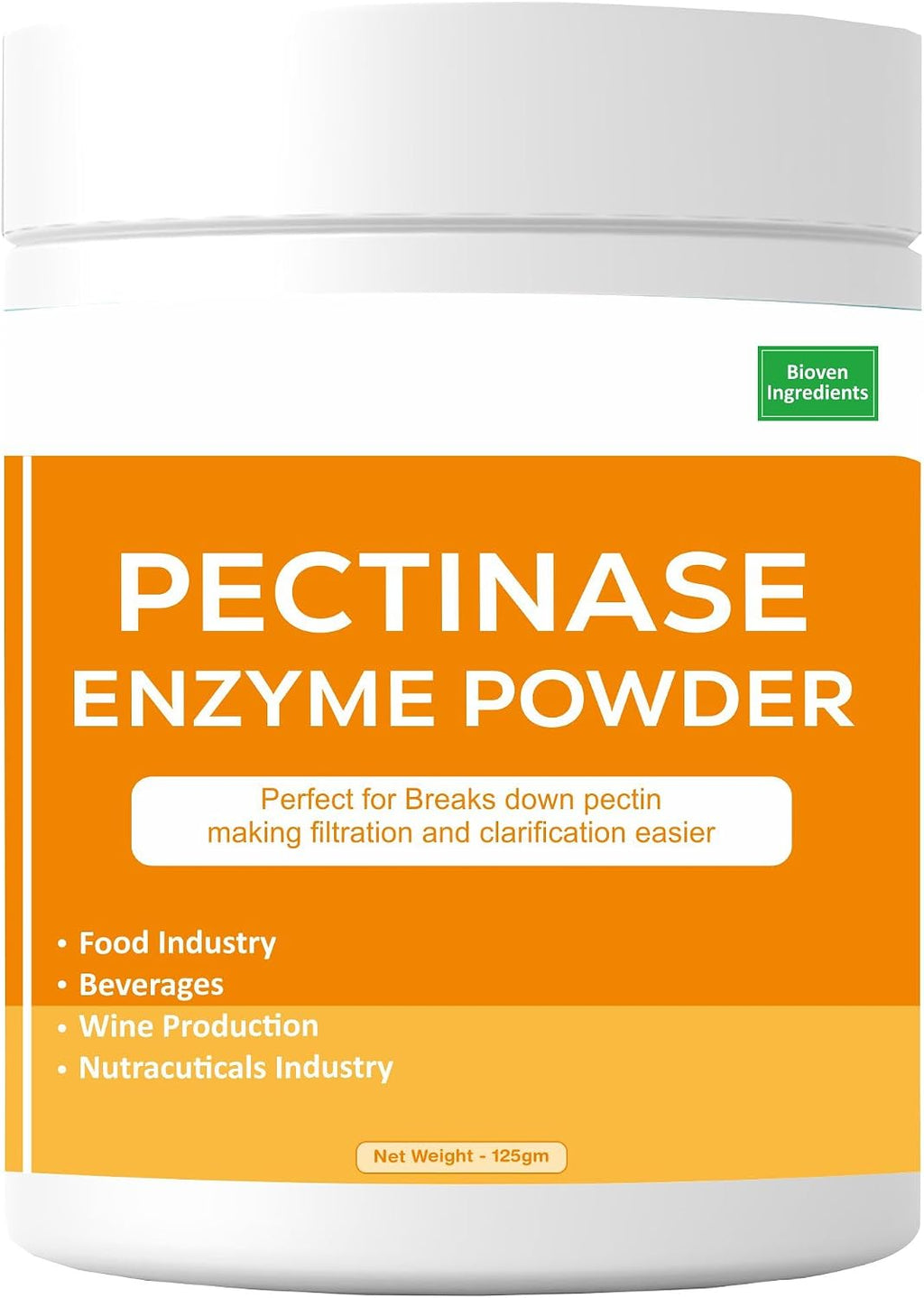 Pectinase Enzyme Powder |Premium Enzyme for Fruit Processing | Pectin-Breaking Enzyme for Juice Clarification & Yield Improvement | 125gm