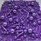 Edible Purple Pearl Sugar Sprinkles Candy Mix Size Baking Edible Cake Decorations Cupcake Toppers Cookie Decorating Wedding Party Valentine Halloween Christmas Supplies 100g/3.53oz