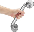 AmazerBath Shower Grab Bars for Seniors Anti Slip, Bath Safety Grab Bar for Needy, Stainless Steel Bathroom Safety Grab Bars, Thickened Bar Bigger Base Holds 500LBS, 12" L x 1.25" D, Brushed Nickel