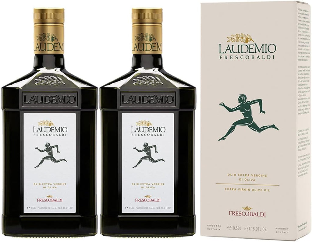 FRESCOBALDI Laudemio Extra Virgin Olive Oil, 16.9 FL Oz, 500ml, Premium, Award Winning Product of Tuscany, Italy, Fruity & Peppery Flavor, Smooth & Robust Low Acidity, Rich in Polyphenols (Pack of 2)