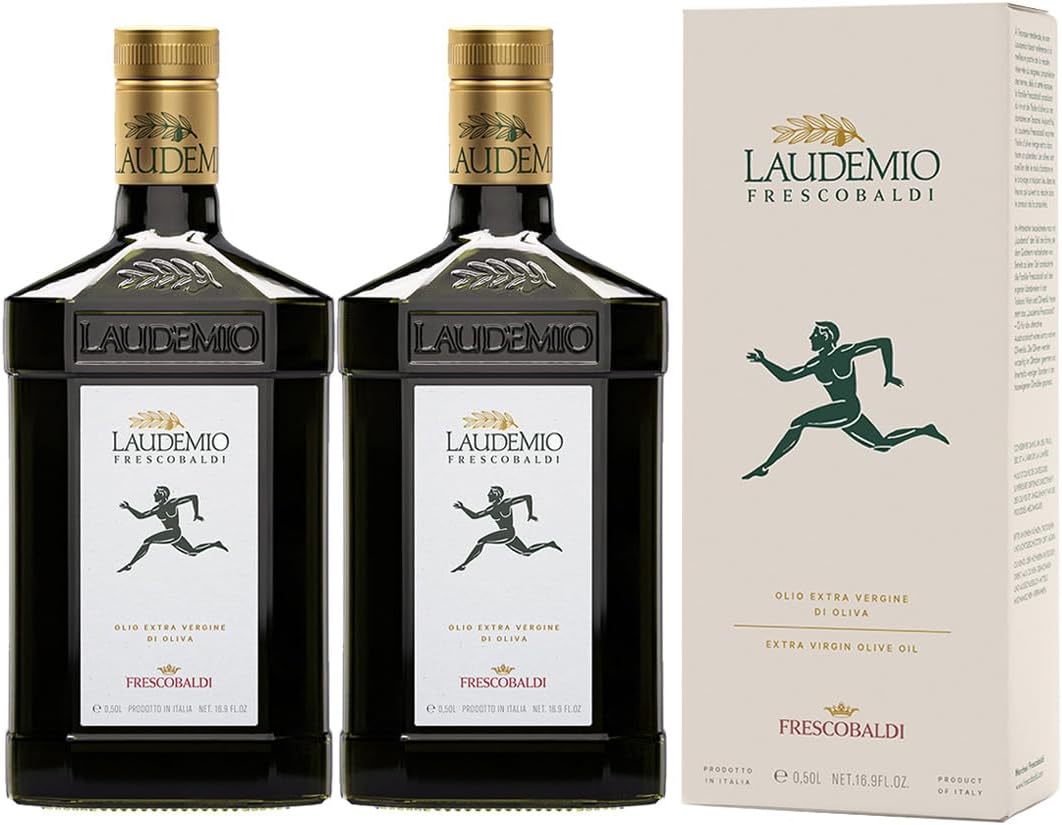 FRESCOBALDI Laudemio Extra Virgin Olive Oil, 16.9 FL Oz, 500ml, Premium, Award Winning Product of Tuscany, Italy, Fruity & Peppery Flavor, Smooth & Robust Low Acidity, Rich in Polyphenols (Pack of 2)