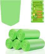 3 Gallon Biodegradable Trash Bags - Inwaysin Compostable Small Garbage Bag Strong Thick Unscented Recycling Kitchen Can Liners for Home/Office/Bathroom Waste Basket (Green, 100 Counts)