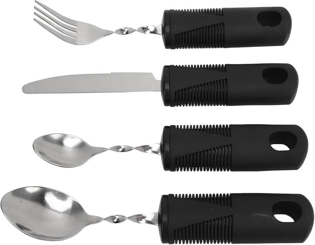 Tyenaza Weighted Silverware, Hand Tremor Spoon Fork Knife Adaptive Utensil Set for Parkinsons Patients Arthritic Aid