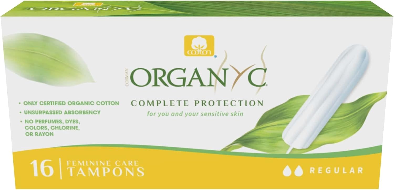 Organyc - 100% Certified Organic Cotton Tampons - No Applicator, Free from Chlorine, Perfumes, Rayon, and Chemicals - Normal, Regular, 16 Count (Pack of 1) (R00992)