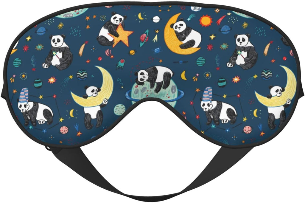 Space Sleeping Panda Sleep Mask Eye Mask with Adjustable Strap Eye Sleep Shade Cover Blocks Light for Women Men Airplane Travel Nap