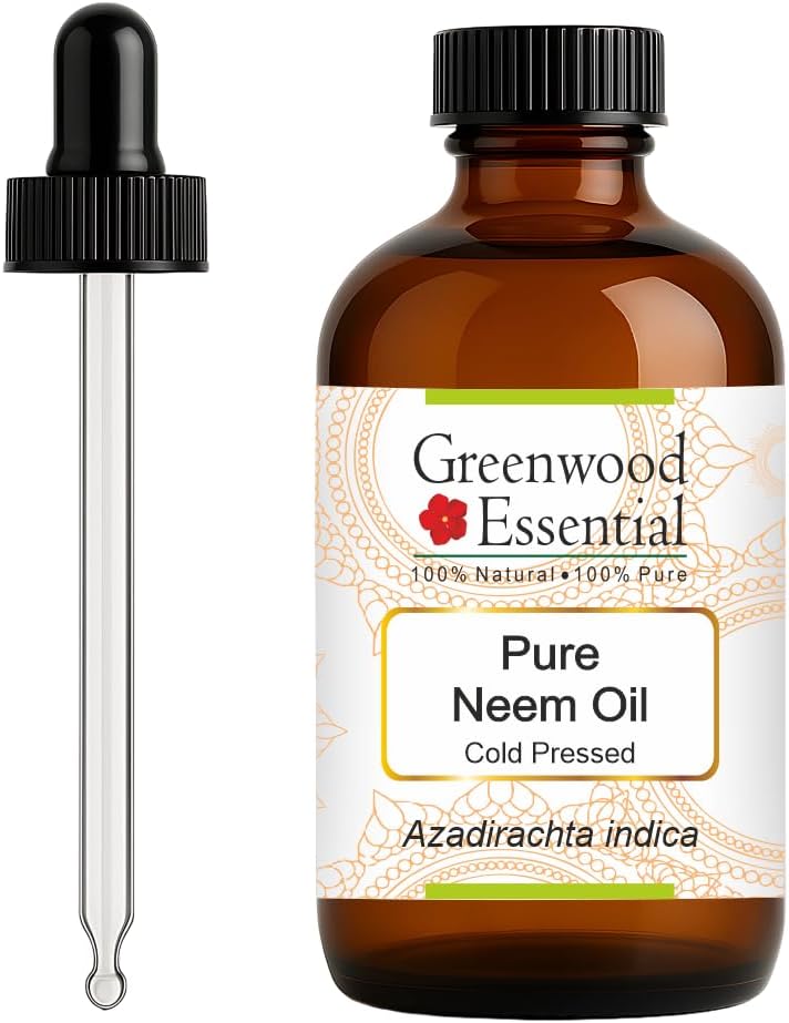 Greenwood Essential Pure Neem Oil (Azadirachta Indica) with Glass Dropper Cold Pressed 120ml (4 oz)