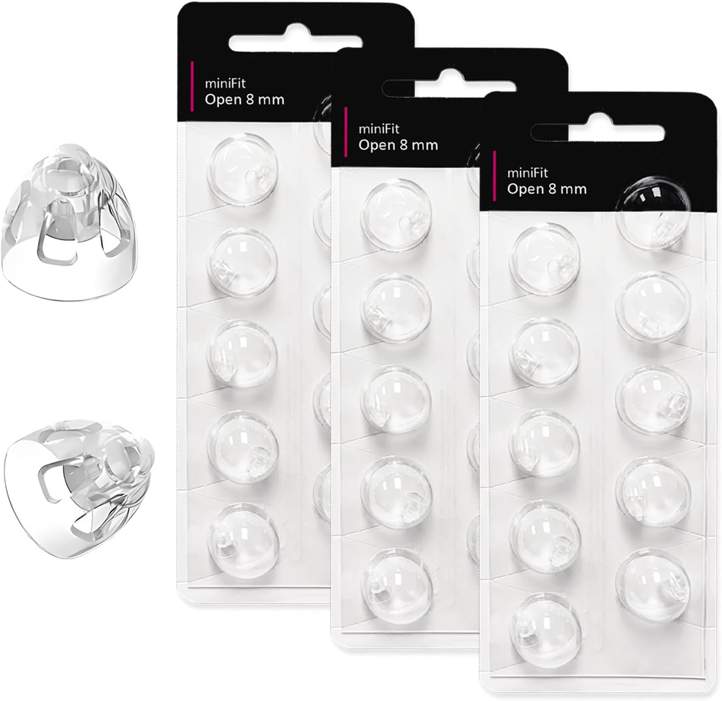 (Open Vent 8mm) Hearing Aid Domes for Oticon Minifit, Oticon Ear Caps Replacements Parts AccessoriesDomes for Oticon Hearing Aid Supplies Cleaning Kits(30 Pcs)