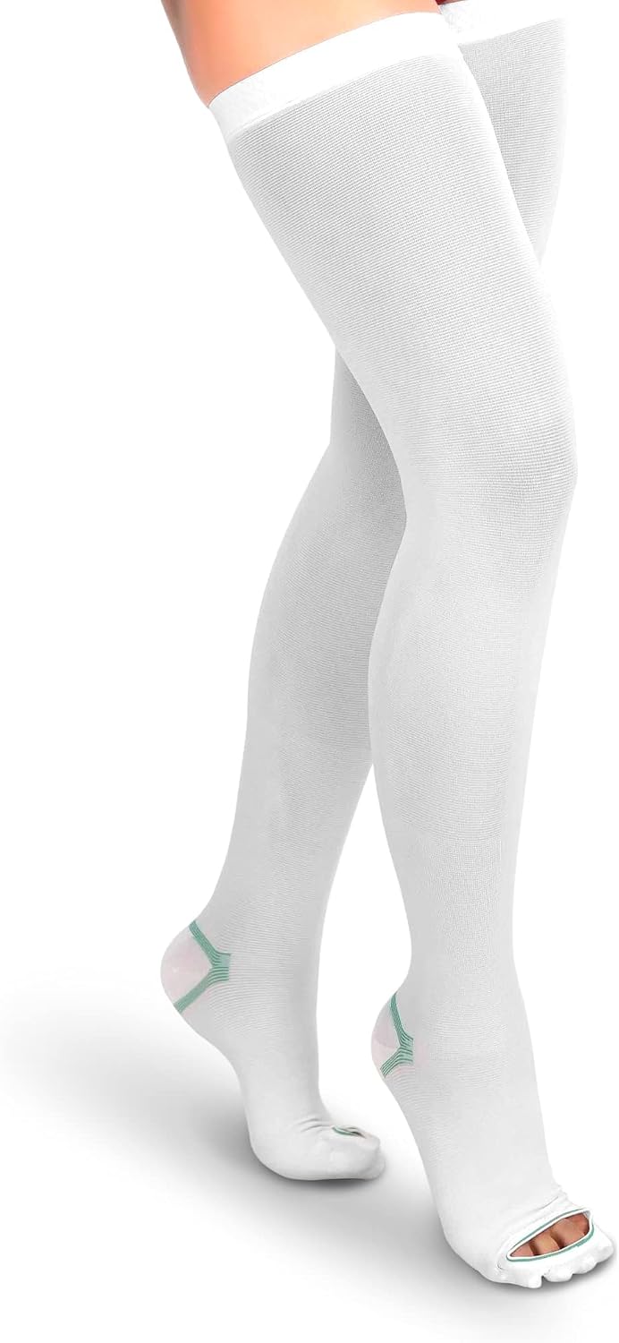 Compression Stockings Thigh High, Unisex Ted Hose Socks, 15-20 mmHg Moderate Level (l)