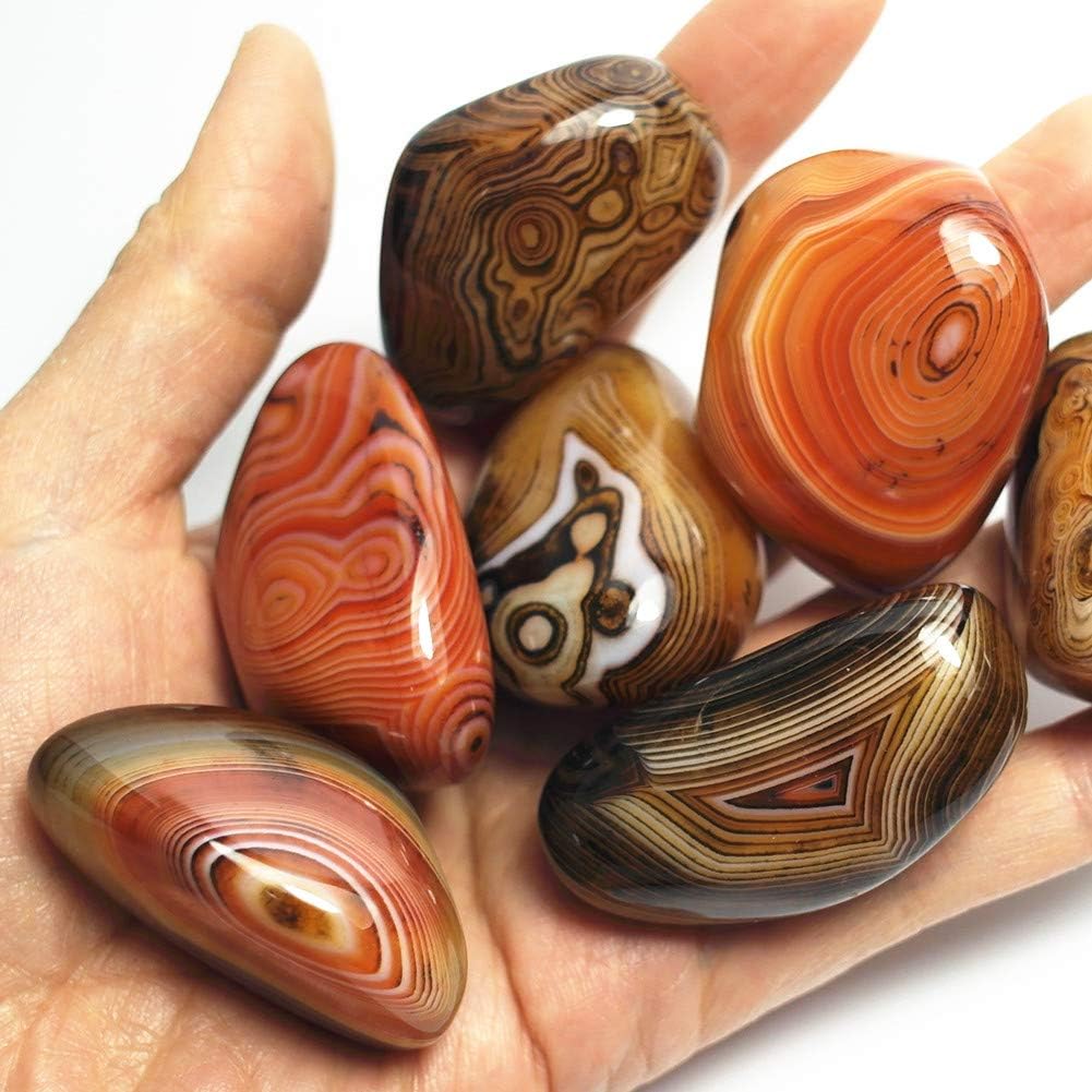 0.5 Pound Healing Stones Banded Lace Agate Worry Crystal Irregular Reiki Palm Stone tumbing Pattern River Jasper Madagascar Collection Gifts Decor