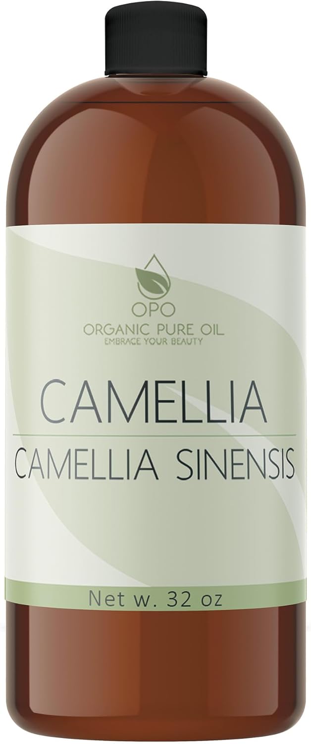 Japanese Camellia Seed Oil - Pure, Cold Pressed, Unrefined, Extra Virgin 32 OZ Skin, Perfect for Body, Hair, Face, Nails by Organic Pure Oil-Packaging Vary