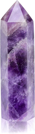 Jovivi Amethyst Healing Crystal Wands,3.5"-4" Polishied Natural 6 Faceted Single Point Chakra Crystal Wand for Reiki Energy Meditation Stone Home Decor Collection Gift 1PC