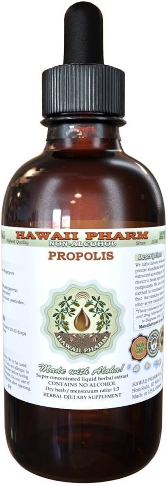 Hawaii Pharm Propolis Alcohol-Free Liquid Extract, Raw Propolis Glycerite Natural Herbal Supplement, USA 2 fl.oz
