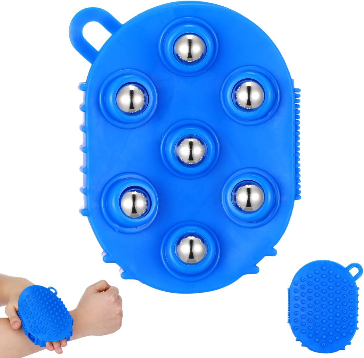 Handheld Massage Roller Ball Glove - Manual Lymphatic Massager Cellulite Remover - 360° Rolling Metal Balls Body Massager Tool for Neck Back Leg Circulation Pain Relief