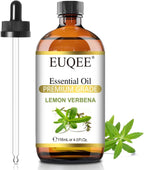 EUQEE Lemon Verbena Essential Oil 118ml - 100% Pure & Natural Citrus Scent Oil for Diffuser, Skincare, Morning Rituals & Aromatherapy, Large Bottle with Dropper