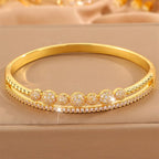 Gold Bracelets for Women, 18k Gold Plated Fashionable and Minimalist Elegant Full CZ Diamond Bracelet for Women Jewelry Gifts