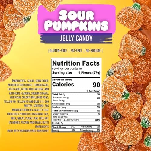 SweetGourmet Sour Jelly Pumpkins, Orange Flavor, Fall Holiday Candy, 1 Pound