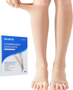 Medical Compression Socks for Women and Men, 23-32 mmHg , Open Toe, Knee High Length Compression Stockings for Varicose Veins, DVT, Edema, Running, Nursing