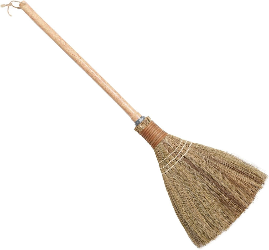 BMart Home Small Natural Whisk Sweeping Hand Handle Broom - Vietnamese Straw Soft Broom for Cleaning - Decoration Items - Indoor - Outdoor - 9.84'' Width, 27.95" Length