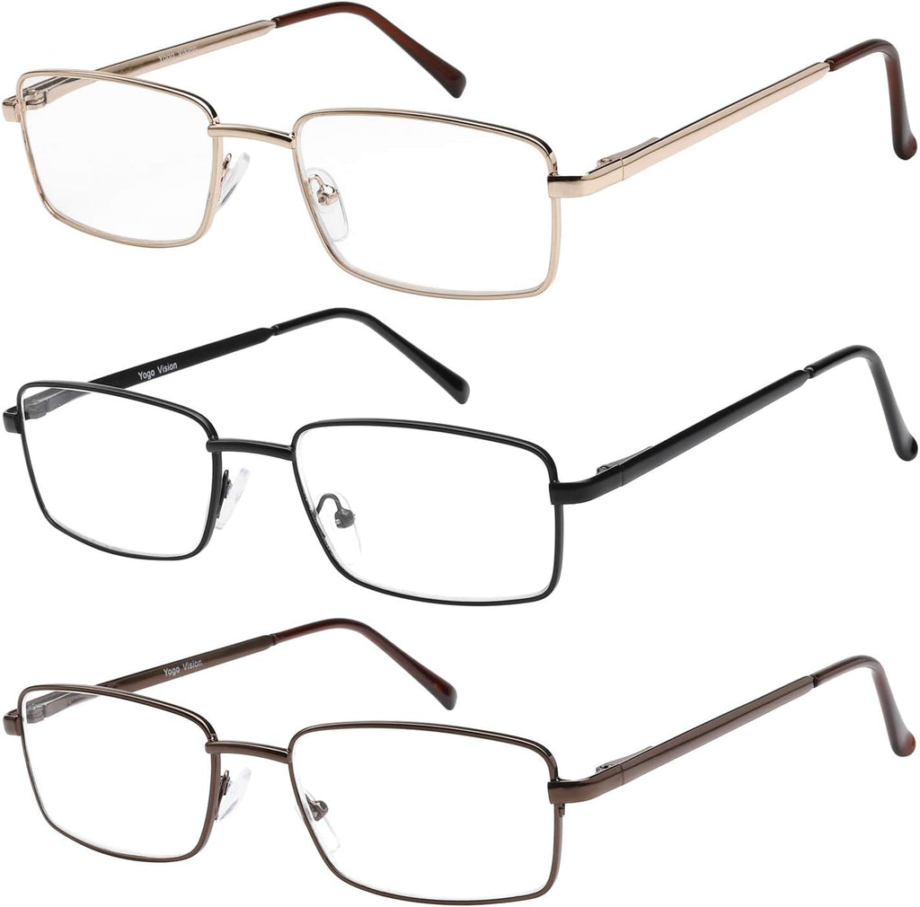 Success Eyewear Reading Glasses Set of 3 Metal Full Rim Glasses for reading for Men and Women