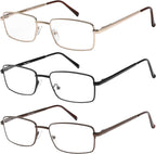 Success Eyewear Reading Glasses Set of 3 Metal Full Rim Glasses for reading for Men and Women