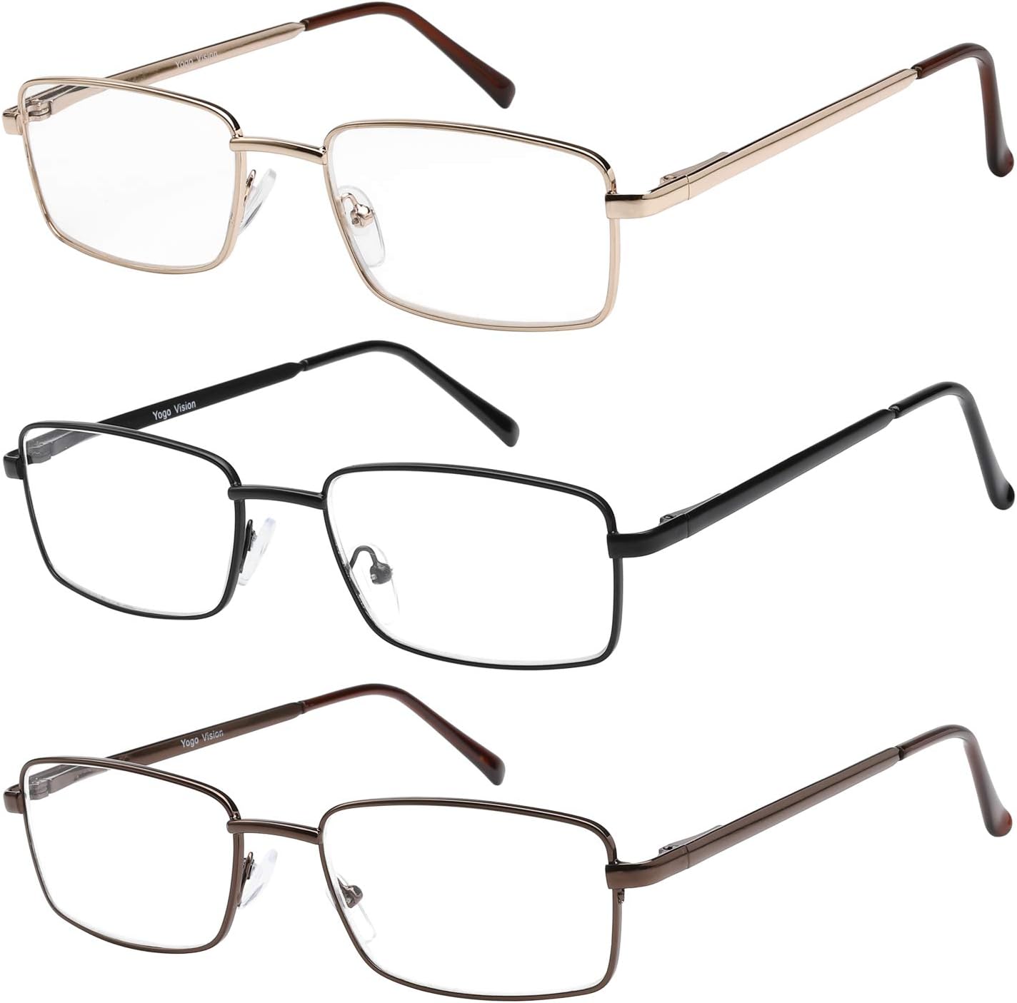 Success Eyewear Reading Glasses Set of 3 Metal Full Rim Glasses for reading for Men and Women