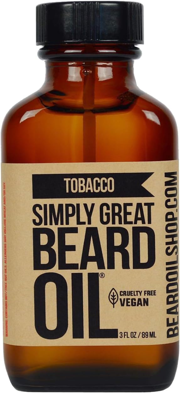 TOBACCO Scented Beard Oil - Beard Conditioner 3 Oz Easy Applicator - Natural - Vegan and Cruelty Free Care for Beards - America's Favorite - Gifts for Men with Beards