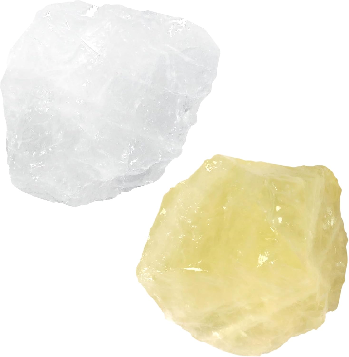 Raw Citrine Rough Crystal with Clear Quartz, Natural Citrine Crystal and Healing Stones for Tumbling, Decoration, Polishing, Wire Wrapping, Wicca & Reiki 2PCS