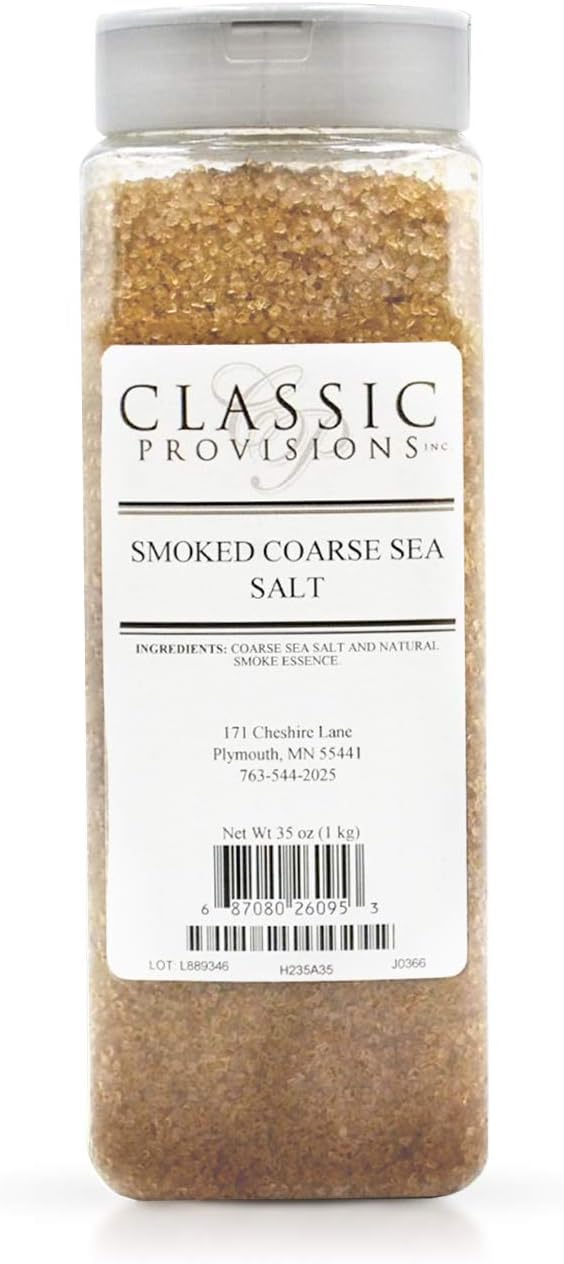 Classic Provisions Spices, Smoked Coarse Sea Salt - 35oz Shaker - Ideal for Spice Blends, Meat Rubs, Soup, Vegetables and more