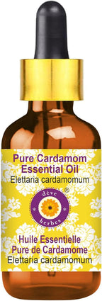 Deve Herbes Pure Cardamom Essential Oil (Elettaria cardamomum) with Glass Dropper Steam Distilled 2ml (0.06 oz)
