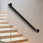 7FT Stair Railing Indoor, Black Metal Wall Mounted Handrail for Stairs, 500lbs Load Capacity Industrial Pipe Hand Rails for Indoor Stairs/Outdoor Use/Home/Loft/Porch/Deck, Rust-Resistant (Iron 7FT)