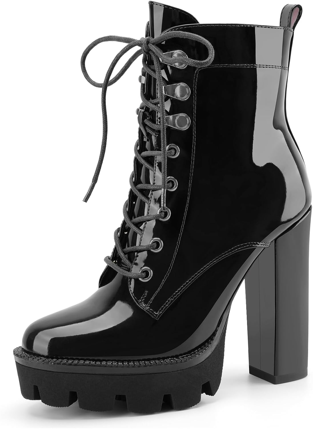 Z.Oufeier Women's Platform Ankle Boots Fashion Chunky Heel Lug Sole Combat Boots Lace Up High Heeled Booties