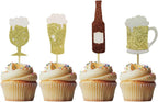 Morndew 24 PCS Goblet Beer Glass Champagne Cheers Cupcake Toppers for Festival New Year Party Celebration Party Birthday Party Wedding Party Decorations