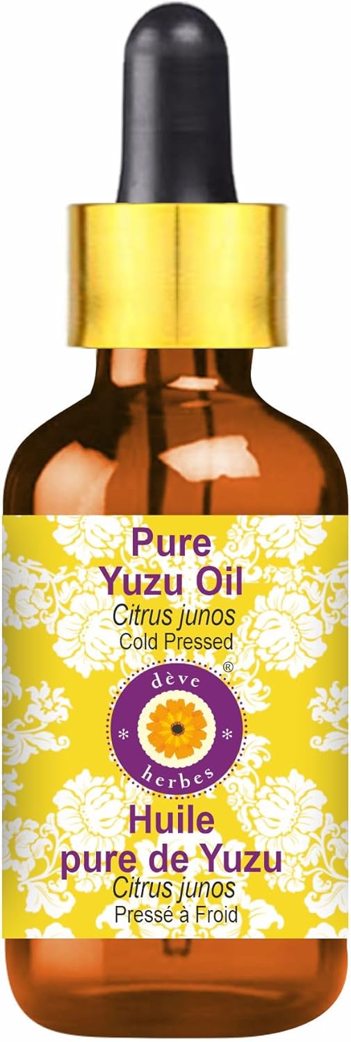 Deve Herbes Pure Yuzu Oil (Citrus Junos) with Glass Dropper Cold Pressed 10ml (0.33 oz)