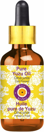 Deve Herbes Pure Yuzu Oil (Citrus Junos) with Glass Dropper Cold Pressed 10ml (0.33 oz)
