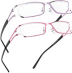 2 Pack Reading Glasses for Women/Men Metal frame Blue Light Blocking Readers Glasses Lightweight Magnifying Eyeglasses