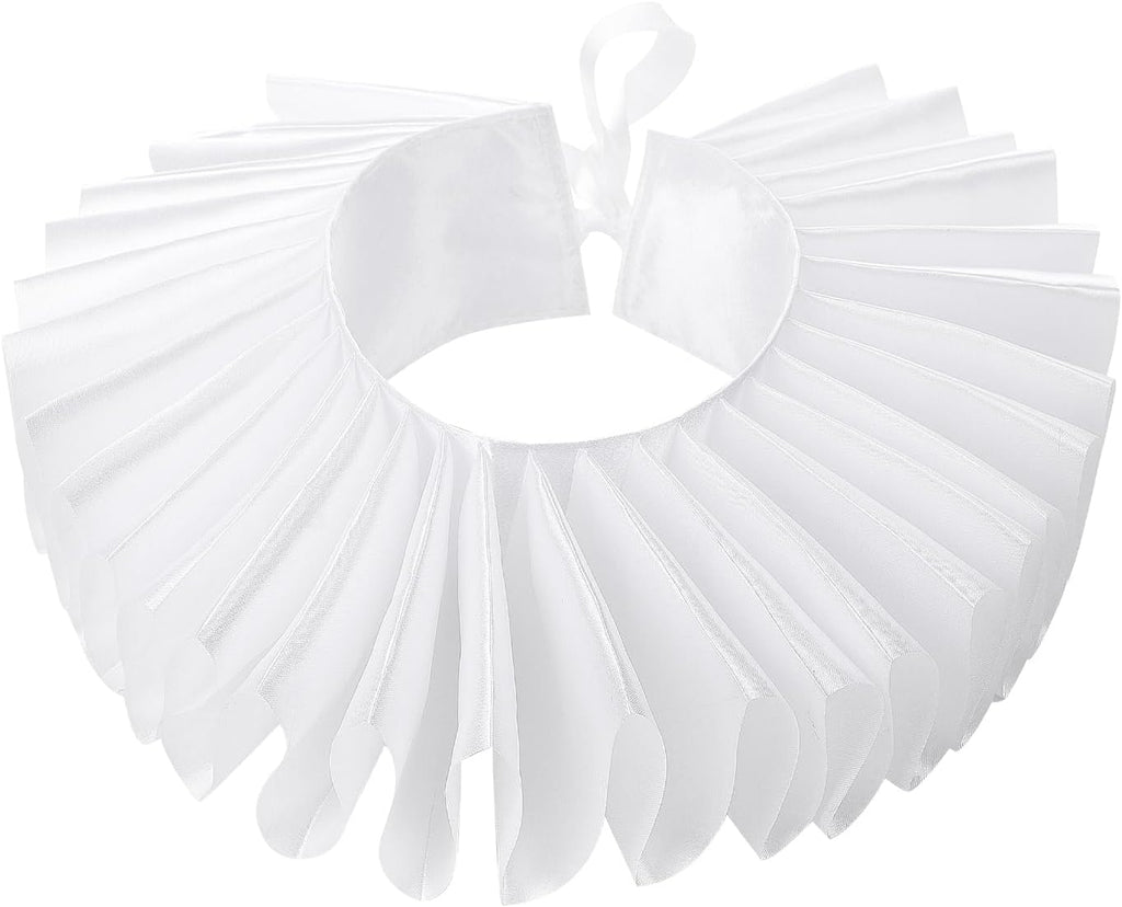 Women Detachable Neck Ruff, Victorian Renaissance Costume Accessory, Adjustable Elizabethan Ruff Collar for Theater