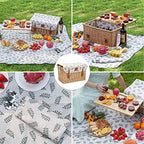 WILLOW WEAVE Picnic Basket with Table, Wine Picnic Basket Set 4, Wicker Picnic Basket for 4, Willow Hamper Service Gift Set with Blanket & Portable Wine Snack Table for Camping and Outdoor Party