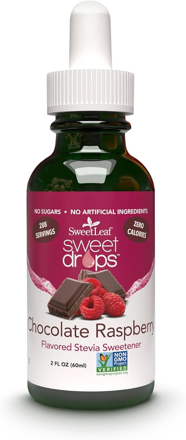 SweetLeaf Sweet Drops - Flavored Stevia Liquid Sweetener, Organic Stevia Extract, Zero Calories, Gluten Free, Keto Friendly, Non GMO, Natural Flavors, Sugar Alternative - Chocolate Raspberry, 2 Fl Oz