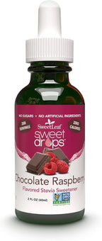 SweetLeaf Sweet Drops - Flavored Stevia Liquid Sweetener, Organic Stevia Extract, Zero Calories, Gluten Free, Keto Friendly, Non GMO, Natural Flavors, Sugar Alternative - Chocolate Raspberry, 2 Fl Oz