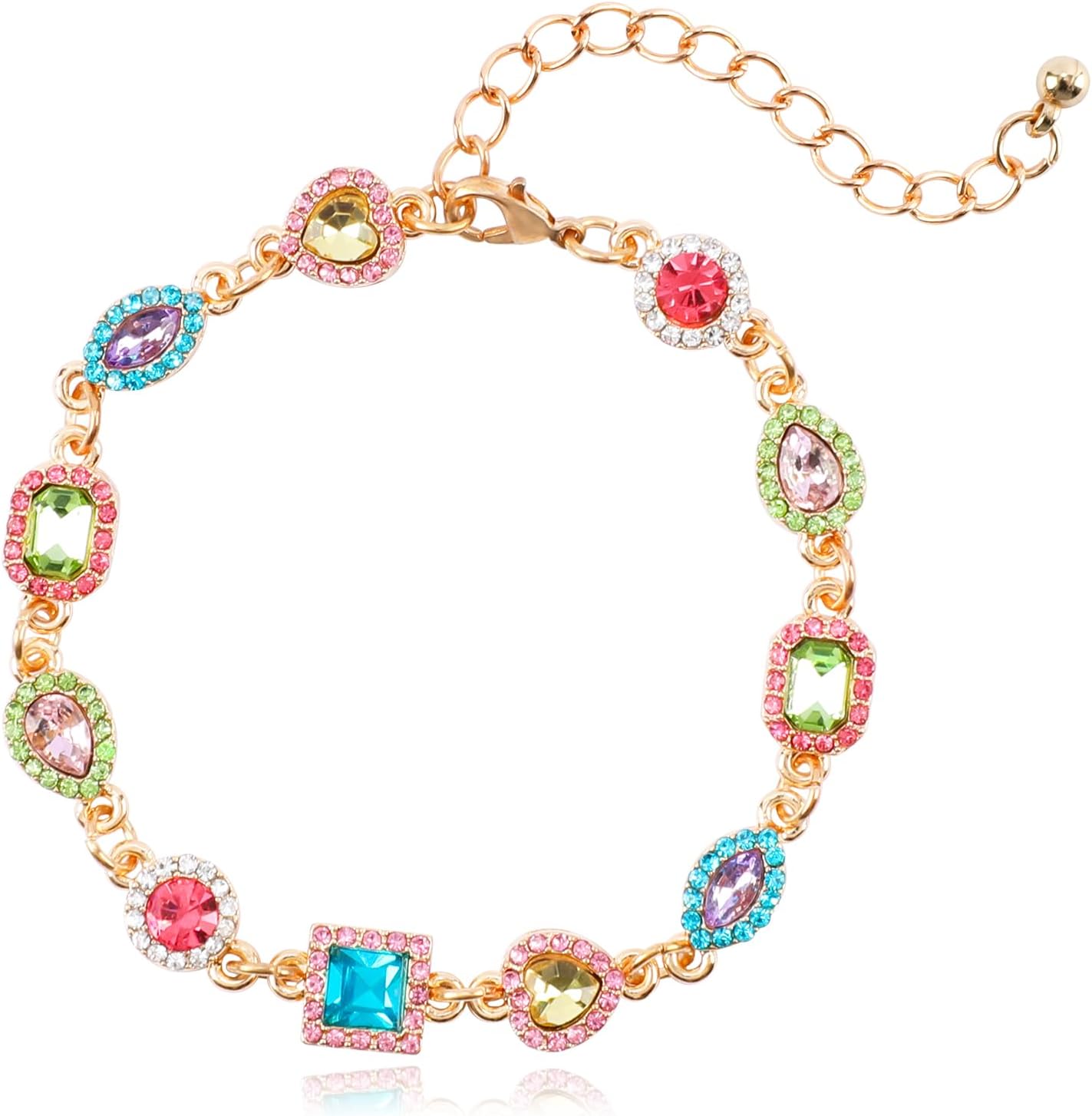 Boho Cute Gold Charm Link Bracelet for Women Starfish Clover Cross Star Lock Key Heart Pearl Charm Bracelets Vacation Spring Summer Santa Claus Reindeer Christmas Party Jewelry Gifts for Womens